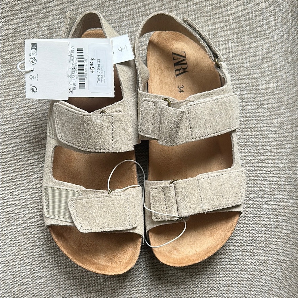 Zara (kids) Tan Sandals with Adjustable Straps (New)